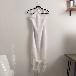 White Crochet Fringe Dress - Size XL NWOT